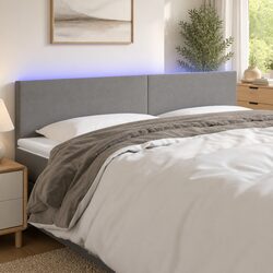 200cm Dark Grey Fabric LED Headboard with Adjustable Height