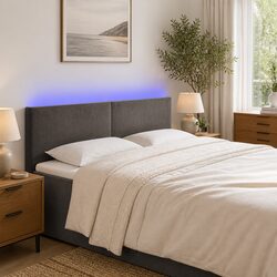 Adjustable Height LED Headboard in Grey Velvet
