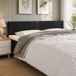 Black Velvet LED Headboard with Adjustable Lighting 160 cm