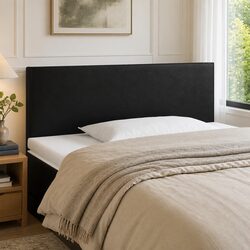 Black Faux Leather LED Headboard with Adjustable Height 100cm
