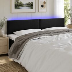 LED Headboard 200cm Black Faux Leather Modern Design