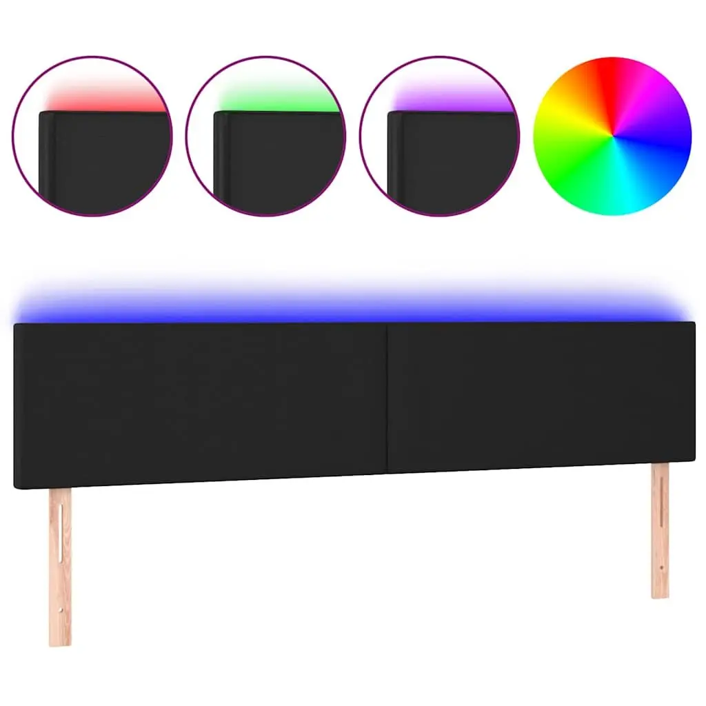 LED Headboard Adjustable Height Faux Leather 200cm Black