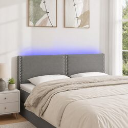 Adjustable Height LED Headboard - 144 cm Dark Grey Fabric