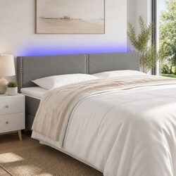 160cm Grey Fabric LED Headboard with Adjustable Height