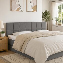144 cm Grey Fabric LED Headboard with Adjustable Height