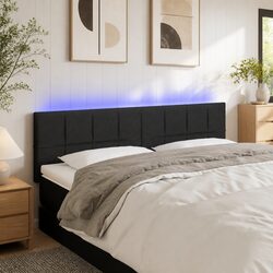144cm LED Headboard Black Fabric Adjustable Height Support