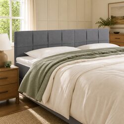 LED Headboard 160cm in Grey Fabric with Adjustable Height