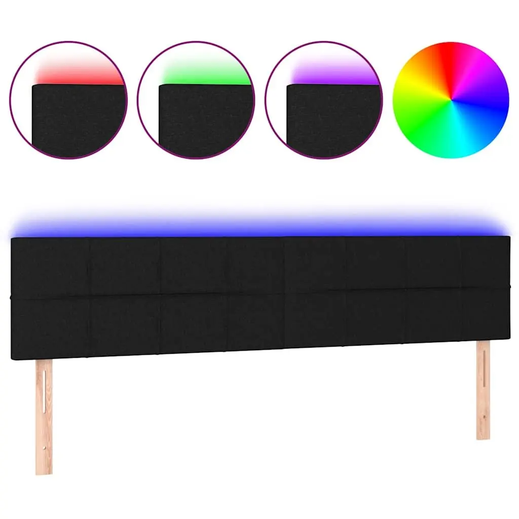 LED Headboard Adjustable Height Black Fabric 160cm Backrest with Lighting