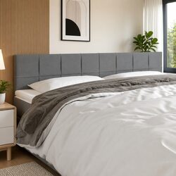 Adjustable Height LED Headboard 200cm Grey Fabric