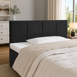 Adjustable LED Headboard 100cm Black Velvet with Lights