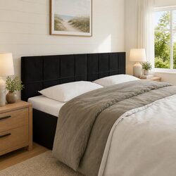 Black LED Headboard 144cm Velvet with Adjustable Lighting