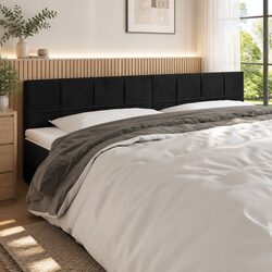 160cm Black Velvet LED Headboard with Adjustable Height