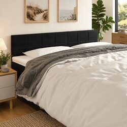 Black Velvet LED Headboard - 200cm Adjustable Design