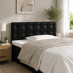 Adjustable LED Headboard 100cm Black Faux Leather