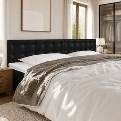 Adjustable Height Black LED Headboard in Faux Leather