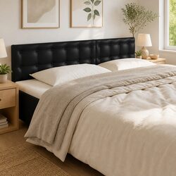 200cm LED Headboard in Black Faux Leather