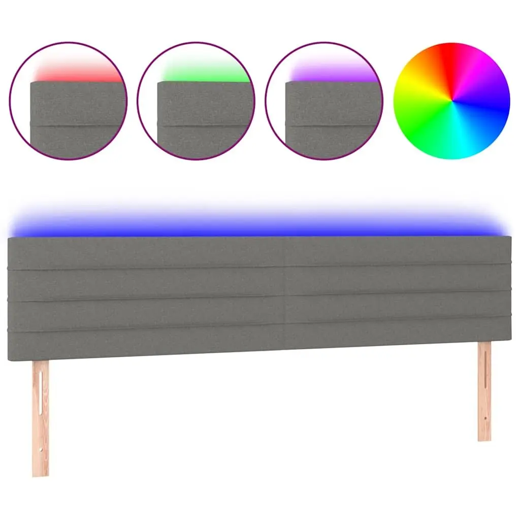 LED Headboard Adjustable Height 160cm Dark Grey Fabric