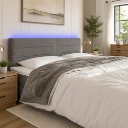 200cm LED Headboard Dark Grey Fabric Wall Mount