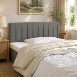 Grey LED Headboard with Adjustable Height and USB Power
