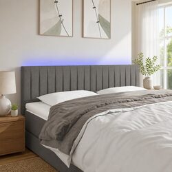 LED Bed Head Dark Grey Fabric 144cm Backrest Support