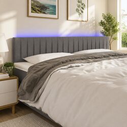 LED Headboard 160cm Dark Grey Fabric Mount with Adjustable Height