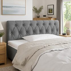Adjustable Height LED Headboard 100cm Dark Grey Fabric