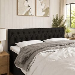 Black LED Headboard 144x7x78/88 cm with Adjustable Height