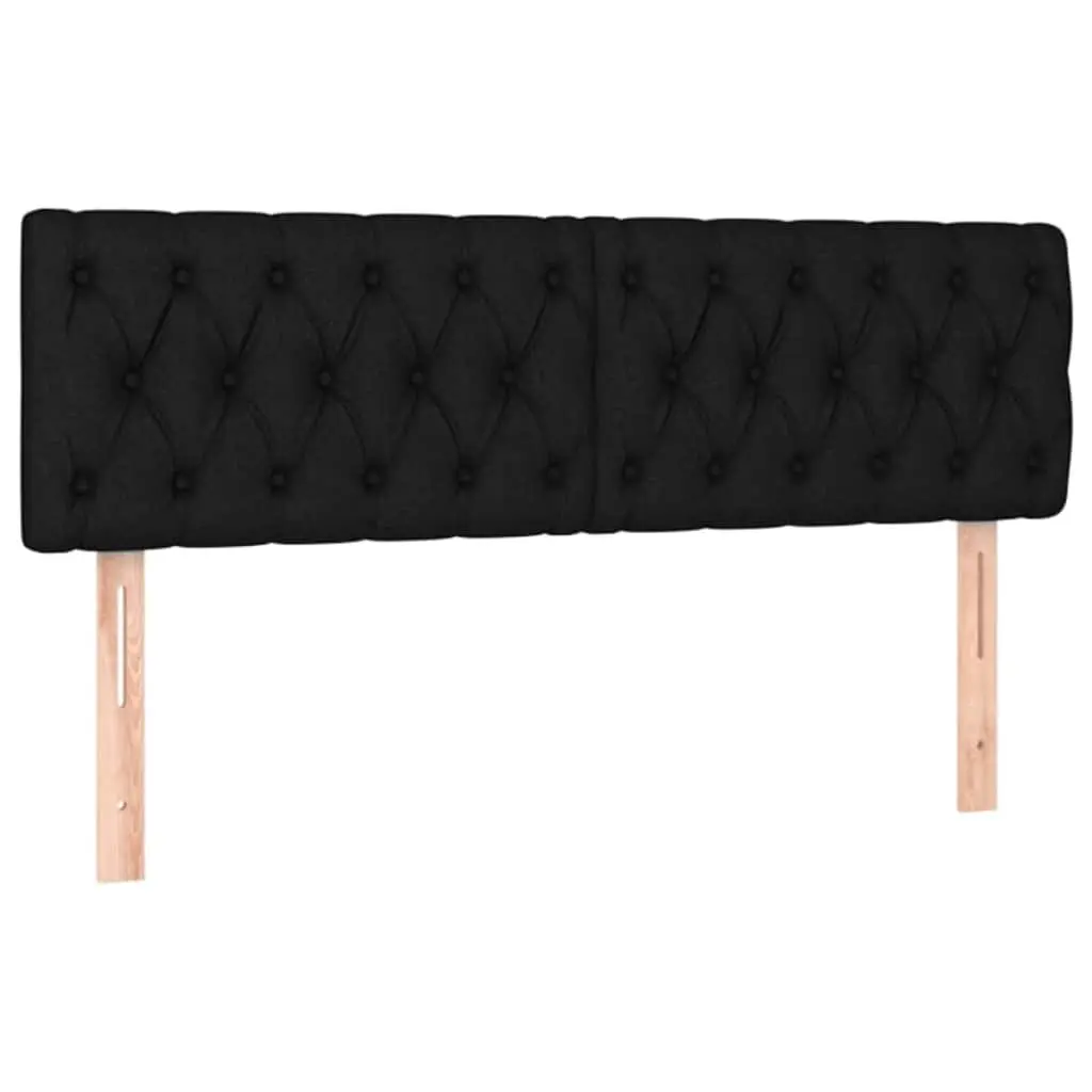 LED Headboard Adjustable Height Black 144x7x78/88 cm Fabric Modern