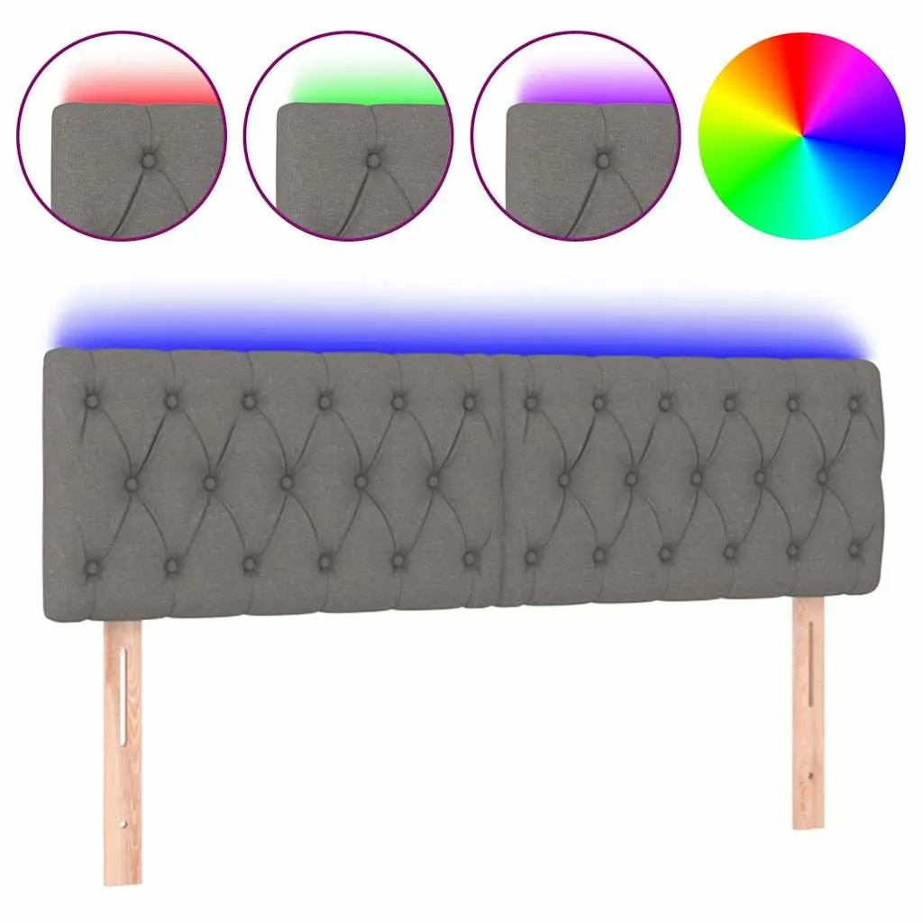 Adjustable Height LED Headboard Grey Fabric 160 cm Modern Bed Back Support