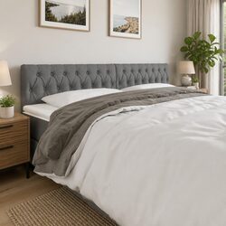 Grey Fabric LED Headboard 200cm - Adjustable Height Design