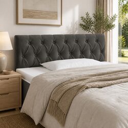 100cm LED Headboard with Adjustable Grey Velvet Upholstery