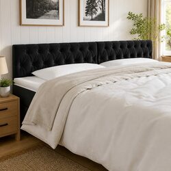 200 cm Black Velvet LED Headboard for Wall Mount