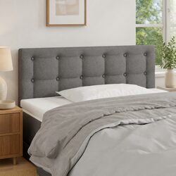 Adjustable Height LED Headboard in Grey Fabric