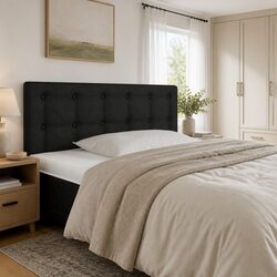 Black Fabric LED Headboard 100 cm with Adjustable Height