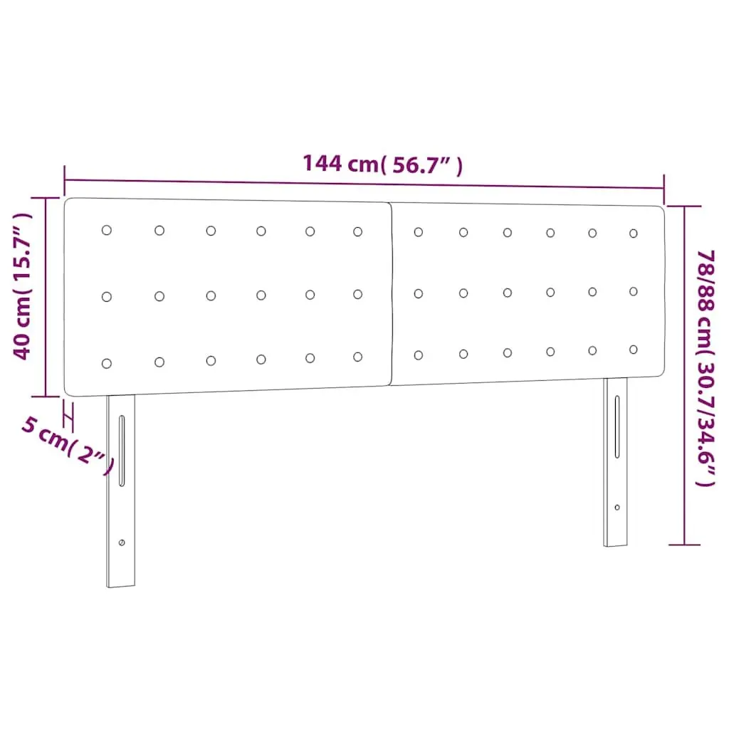 LED Headboard Colourful Ambient Lighting Black Fabric Adjustable Height 144cm
