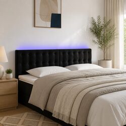 Adjustable Black Velvet LED Headboard for Modern Bedrooms