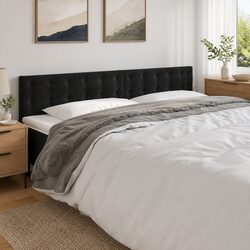 200 cm LED Headboard in Black Velvet with Adjustable Height