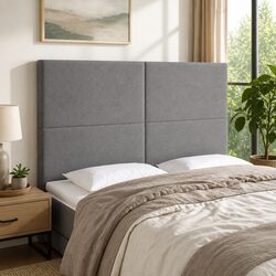 Dark Grey Fabric LED Headboard 144cm with Height Adjustment