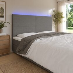 Modern LED Headboard in Grey Fabric, 160 cm Width