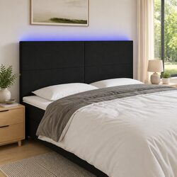 160cm Black Fabric LED Headboard with Adjustable Height