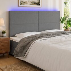 200 cm LED Headboard in Grey Fabric with Adjustable Features