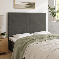 LED Headboard with Adjustable Height 144cm Grey Velvet