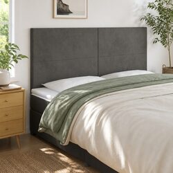 160 cm Grey Velvet LED Headboard with Adjustable Lighting