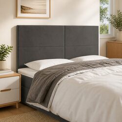 Adjustable LED Headboard 200cm Grey Velvet Panel