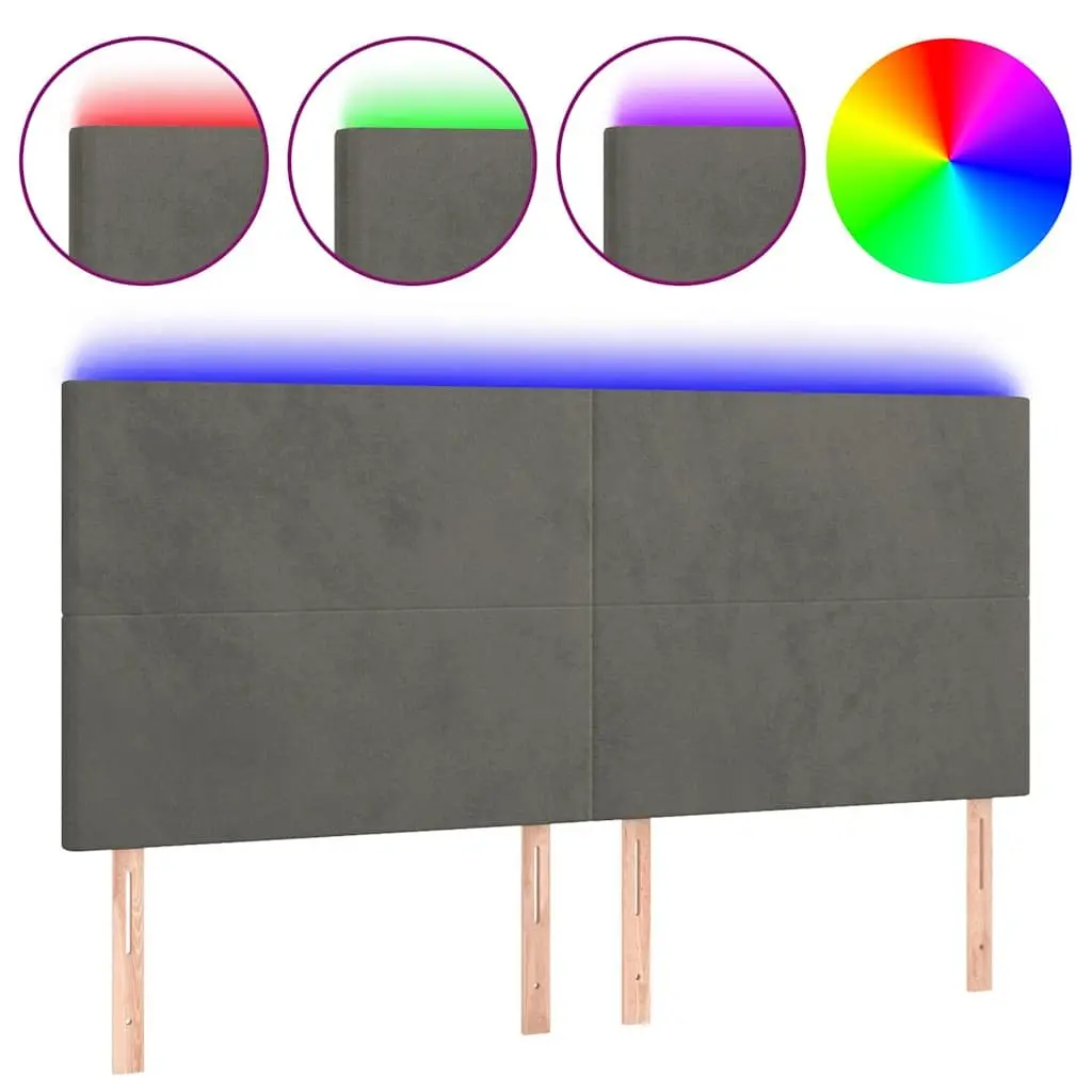 LED Headboard Adjustable 200cm Grey Velvet Modern Bedroom Decor