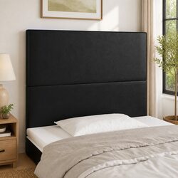 LED Headboard Black 80cm Faux Leather Construction