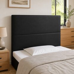 Adjustable LED Headboard 100 cm in Black Faux Leather