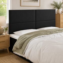 160cm Black LED Headboard with Adjustable Height in Faux Leather