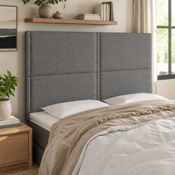 LED Headboard 144cm in Dark Grey Fabric with Adjustable Features