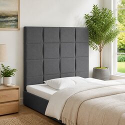 100cm LED Headboard Dark Grey Fabric Wall Mount
